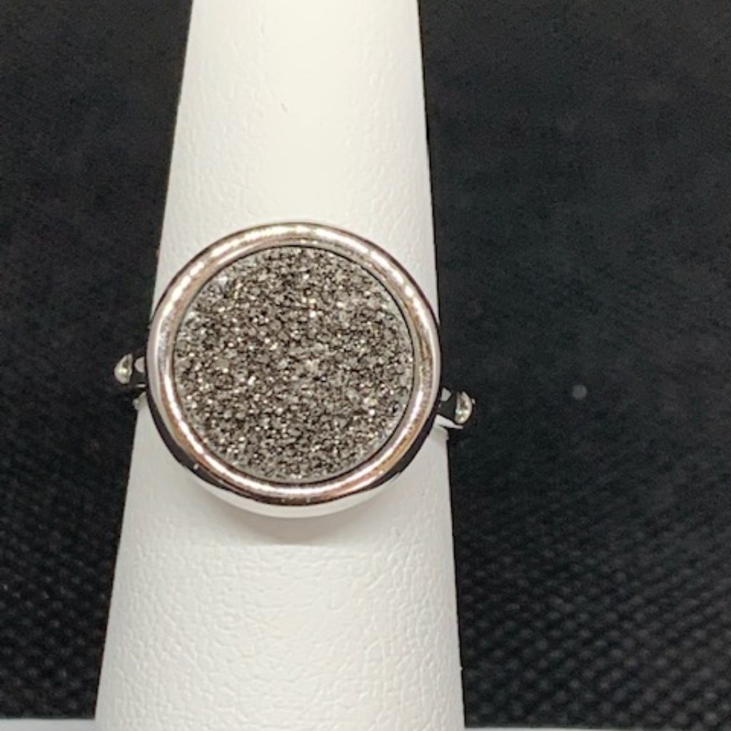 Rs Covenant #1924 Silver Druzy/Cubic Zirconia Rhodium Ring Size 7 W/Warranty-